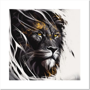 Lion Portrait Animal Painting Dark Character Wildlife Adventure Posters and Art